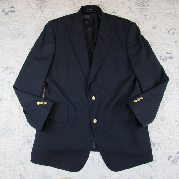 Brooks Brothers 346 Navy Blue Blazer Sports coat  Men’s Worsted Wool 44R - Picture 2 of 6